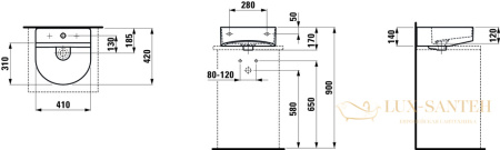 раковина laufen sonar 8.1634.1.400.104.1 накладная 41 см, белый 