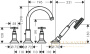 axor montreux, 16544820, смеситель на борт ванны, на 4 отв., с ручным душем, монтаж на плитку, (внешняя часть), цвет шлифованный никель