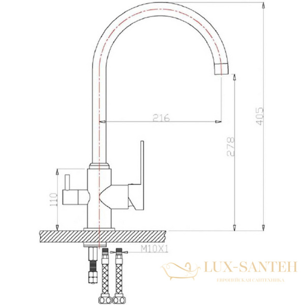 смеситель zorg sanitary zr 317 yf-33 для кухни, хром