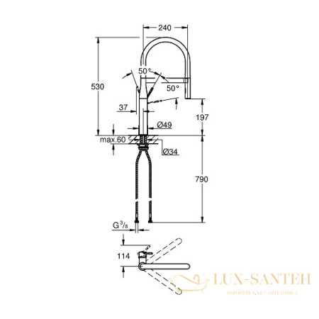 смеситель grohe essence 30294a00 для мойки, темный графит глянец