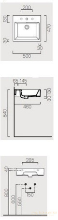 раковина gsi kube 893011 50 см, белый