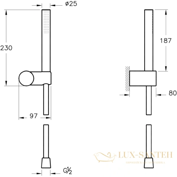 душевой набор vitra origin a4554336, черный матовый