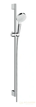 душевой гарнитур hansgrohe crometta vario 26536400 со штангой 90 см, белый/хром