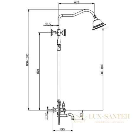 душевая система timo nelson sx-1290/00 160 мм, хром