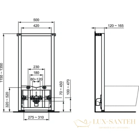 инсталляция ideal standard prosys r016267, для биде