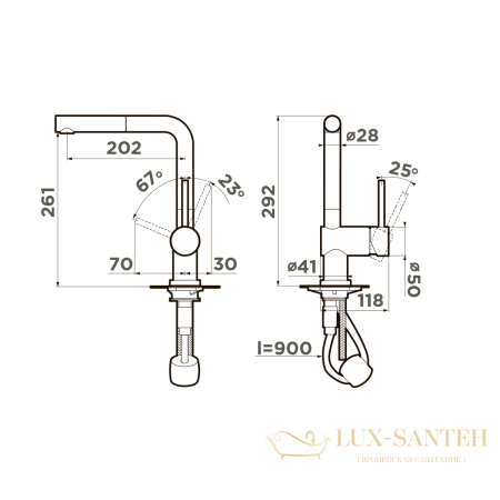 смеситель для кухни omoikiri akashi-s-lg, 4994263, цвет светлое золото