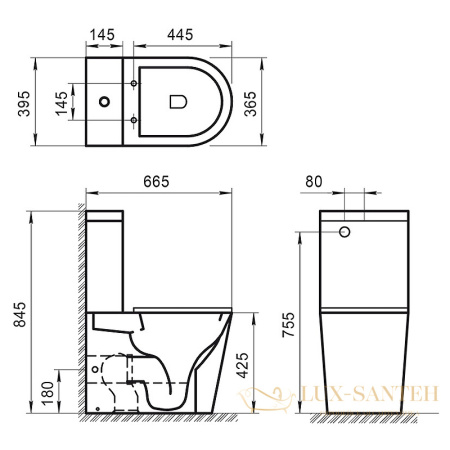 унитаз компакт belbagno sfera-r bb2141cpr/bb865sc без бачка с сиденьем микролифт, белый