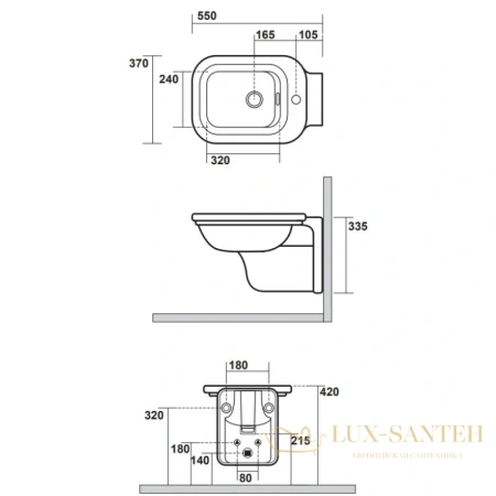 биде kerasan waldorf 4125k1bi/cr*1 подвесное, белый