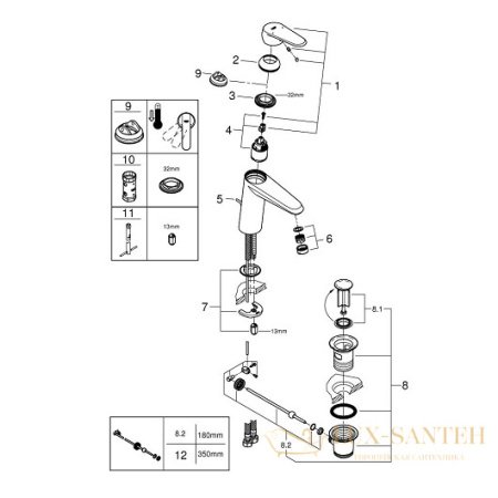 смеситель grohe eurodisc cosmopolitan 23448002 для раковины, хром