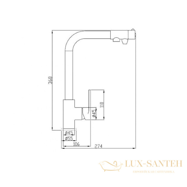 смеситель zorg steel hammer sh572satin для кухни, сатин