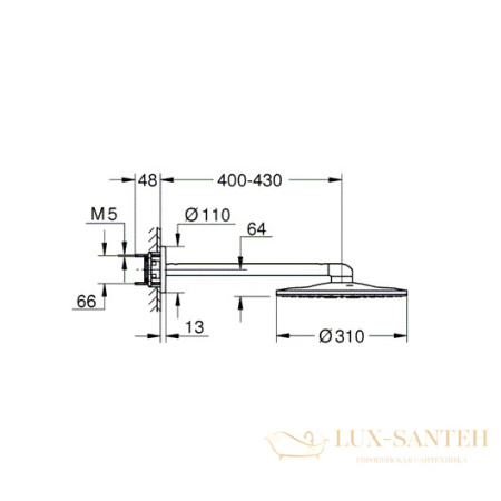 верхний душ grohe rainshower smartactive 310 26475da0, теплый закат глянец