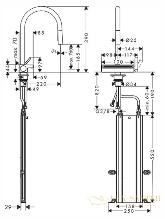 смеситель для кухни hansgrohe aquno select m81 73831000