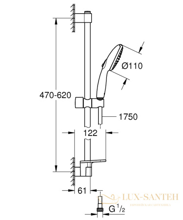 душевой гарнитур grohe tempesta 110 26638003, хром