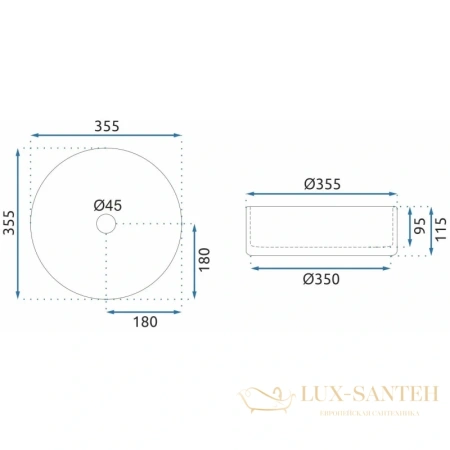 раковина rea cristal rea-u9671 35,5х35,5 см, черный