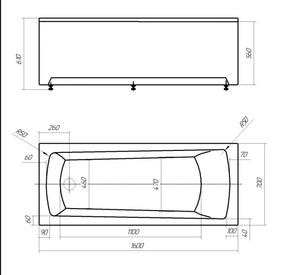 акриловая ванна aquatek либра new 160x70 lib160n-0000007 без фронтального экрана (вклеенный каркас)