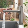 смеситель для кухни hansgrohe zesis m33 74801800 с вытяжным душем, цвет сталь