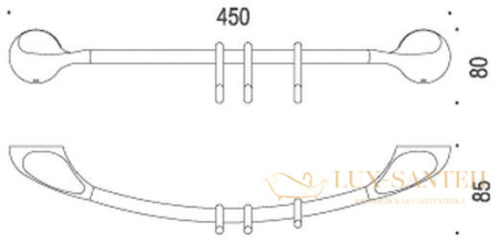 полотенцедержатель colombo design melo b1271 45 см с крючками, хром