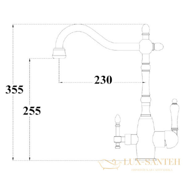 смеситель zorg sanitary zr 312 yf-50-br для кухни, бронза