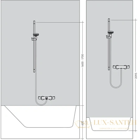 штанга для душа 90 см hansgrohe unica s puro 28631700 белая матовая