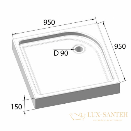 акриловый поддон для душа belbagno tray tray-bb-a-95-15-w 95х95, белый