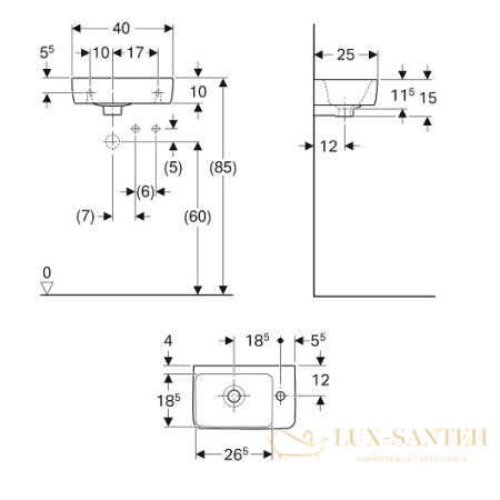 раковина geberit renova compact 276140000 400х250 мм, белый