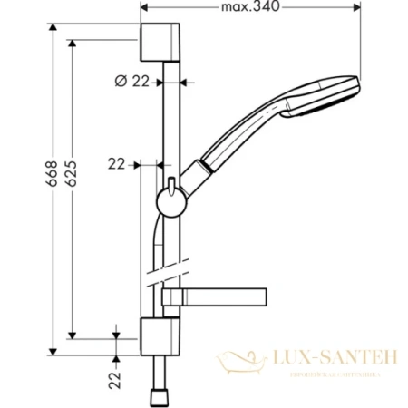 душевой гарнитур hansgrohe croma 100 27775000 multi/unica’c 0,65 м, ½’ хром