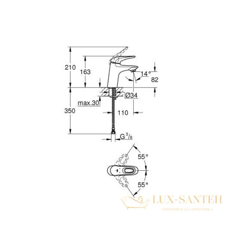 смеситель grohe eurostyle 32468003 для раковины, хром