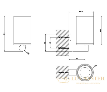 стакан gessi 316 accessories 54708.707 подвесной, черный | черный шлифованный хром pvd