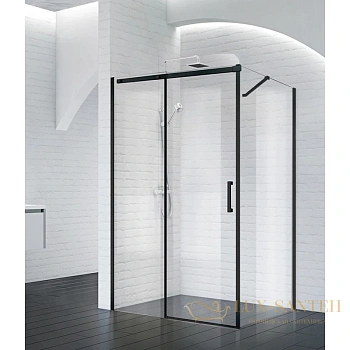 душевой уголок belbagno acqua-ah-1 acqua-ah-1-150/90-c-nero 150x90 см, стекло прозрачное