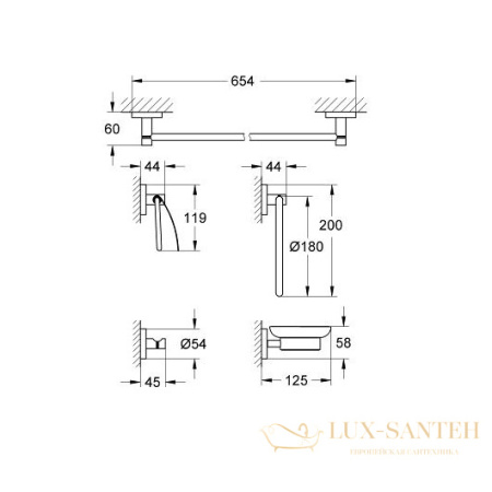 набор аксессуаров grohe essentials 40344001, хром