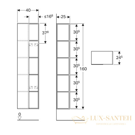 шкаф-пенал geberit citterio 500.569.jj.1 400х1600 мм