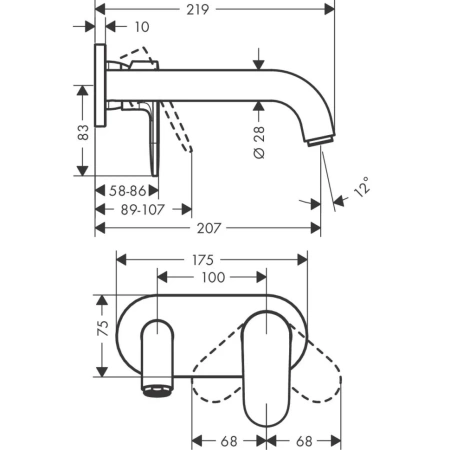 смеситель для раковины hansgrohe vernis blend 71576670 черный