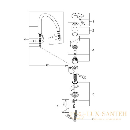 смеситель grohe euroeco 32752000 для мойки, хром