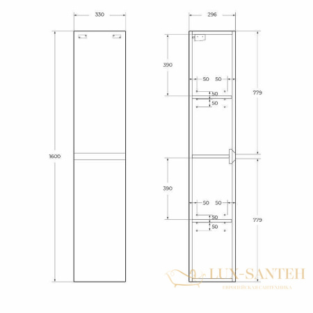 шкаф пенал belbagno kraft kraft-1600-2a-sc-cg-l 33 см l подвесной, cemento grigio