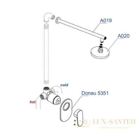 набор для душа wasserkraft a12020, хром