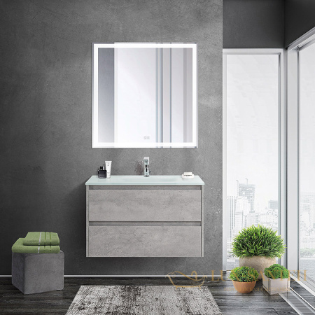 тумба под раковину belbagno kraft kraft-900-2c-so-cg 90 см подвесная, cemento grigio