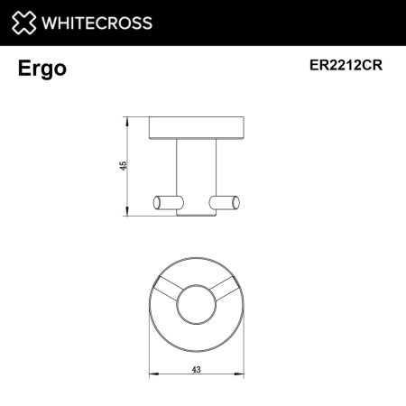 крючок двойной whitecross ergo er2212cr, хром