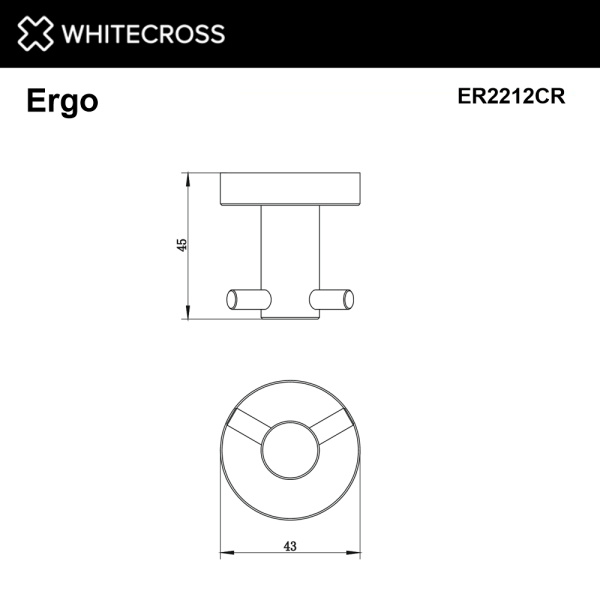 крючок двойной whitecross ergo er2212cr, хром