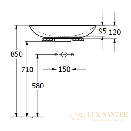 раковина накладная villeroy & boch loop & friends 4a5000r1 ceramicplus 620х420 мм, белый