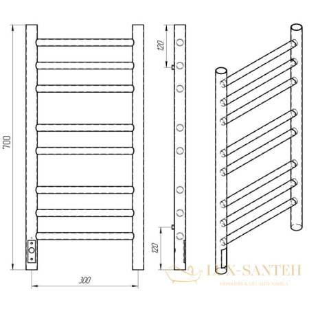 полотенцесушитель с/т laris лаванда чк п8 300/700 левый тэн 73207620, белый