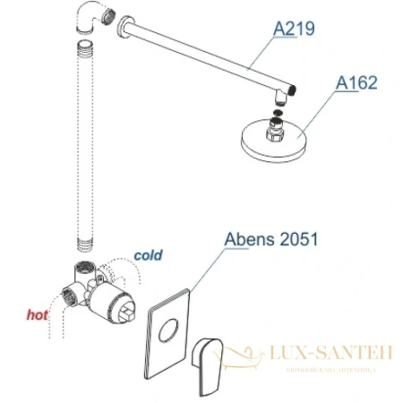 душевой комплект wasserkraft abens a20219 300 мм, черный