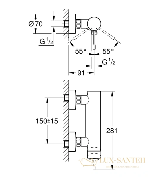 смеситель для душа grohe essence new 25252kf1, черный матовый