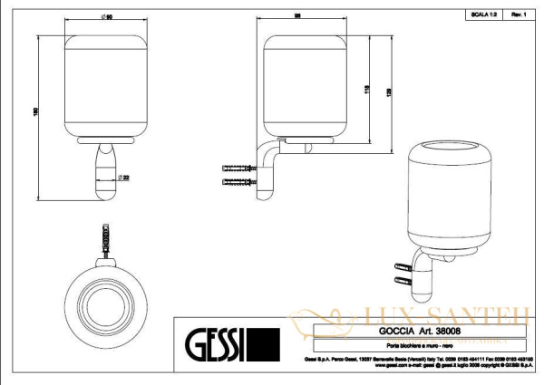 стакан gessi goccia 38008.031, хром