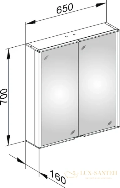зеркальный шкаф keuco royal match, 12801171301, с подсветкой, 650х700х160 мм, анодированный серебристый алюминий/зеркало