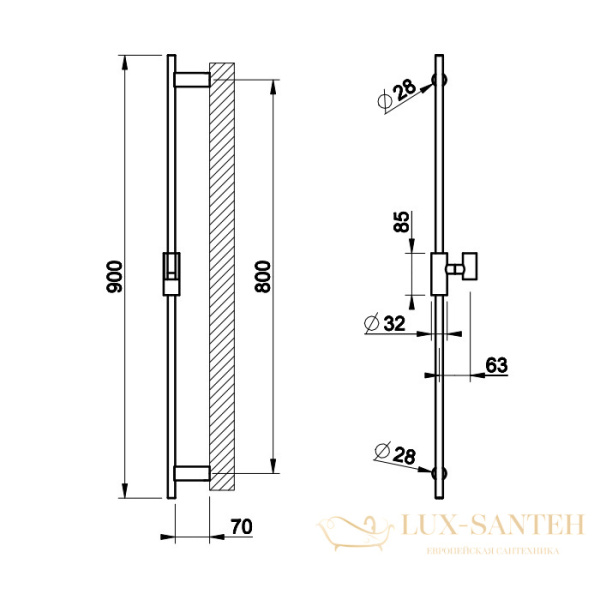 душевая штанга gessi anello 63485.031 800 мм, хром