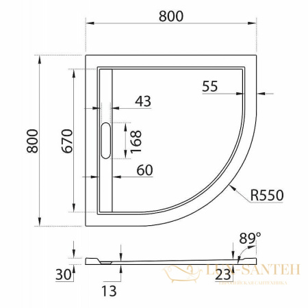 душевой поддон cezares tray as tray-as-r-80-30-w из искусственного камня 80x80, белый