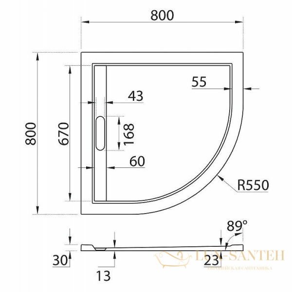 душевой поддон cezares tray as tray-as-r-80-30-w из искусственного камня 80x80, белый