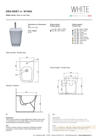 биде white ceramic idea w1000201 напольное 51x34x43 см, белый глянцевый