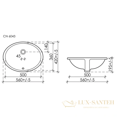 раковина ceramica nova element cn6043 56x42 см, белый