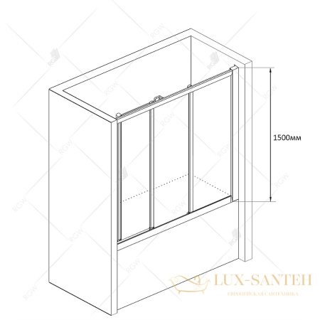 шторка rgw screens 04114116-11 на ванну sc-41 160x150, профиль хром, стекло прозрачное